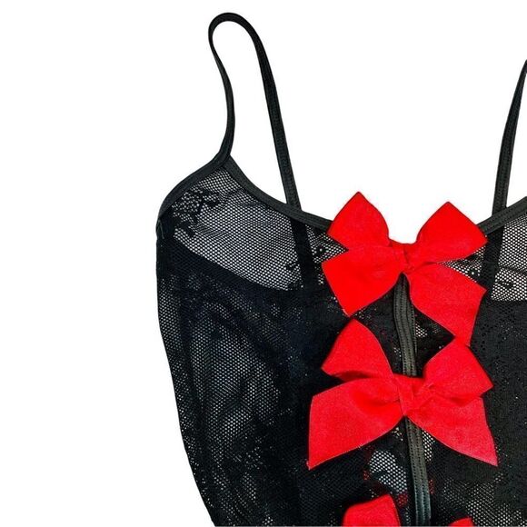 Mesh & Lace Thong Bodysuit Corset Back - Picture 3 of 12